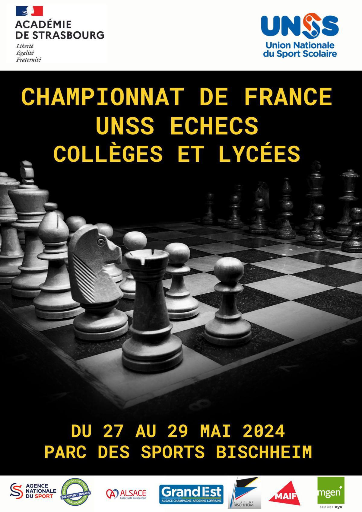 L'équipe du lycée 3ème au Championnat de France UNSS Échecs Lycées 2024