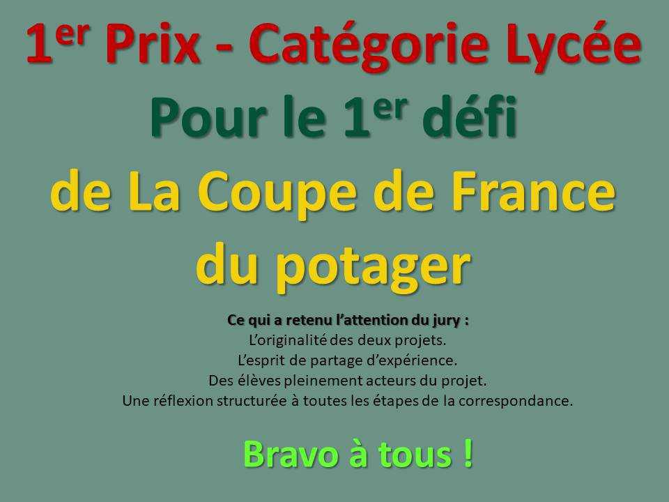Le Lycée Louis Barthou remporte le premier défi de la Coupe de France du potager