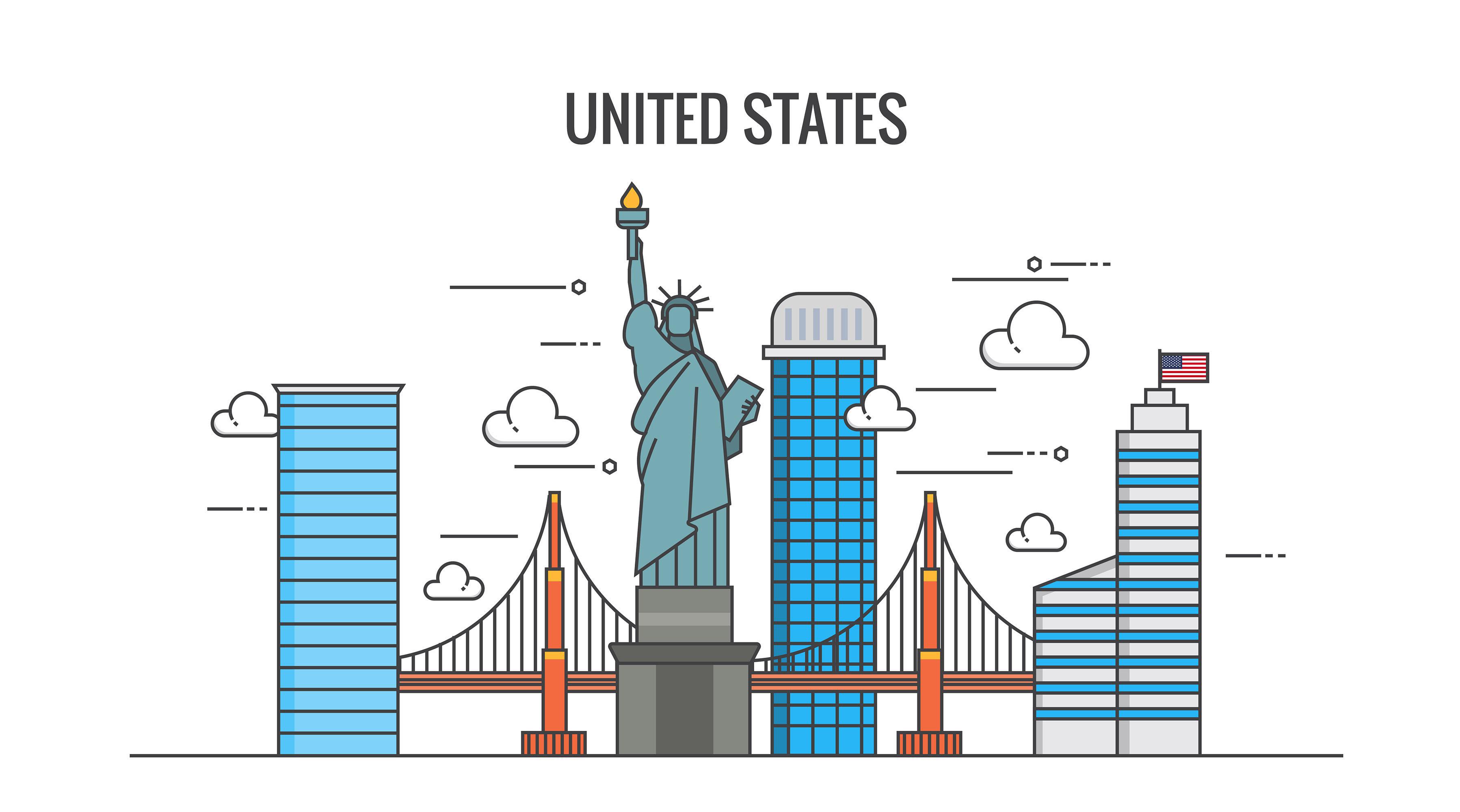 Flat design Country - United states