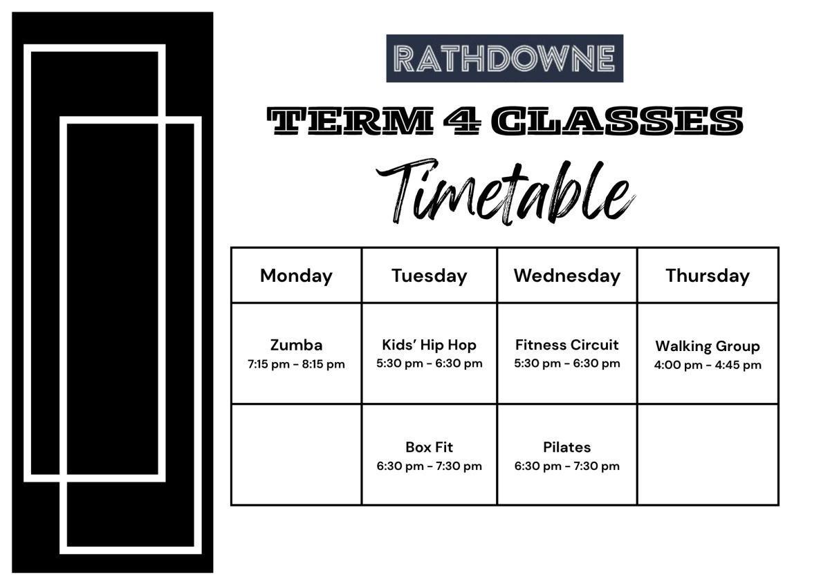 Term 4 Classes at Club Rathdowne Term 4 Classes at Club Rathdowne