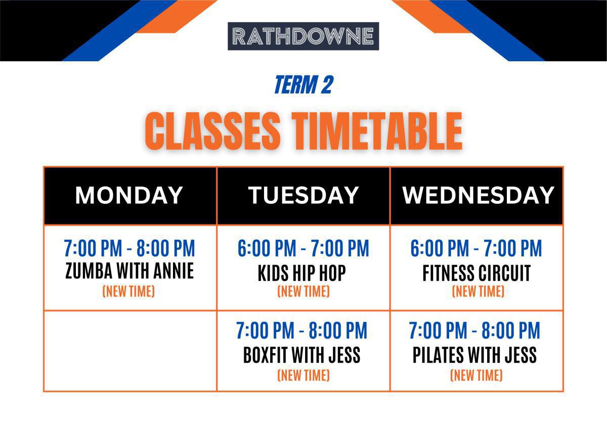 Term 2 Classes Update: NEW TIMES Term 2 Classes Update: NEW TIMES