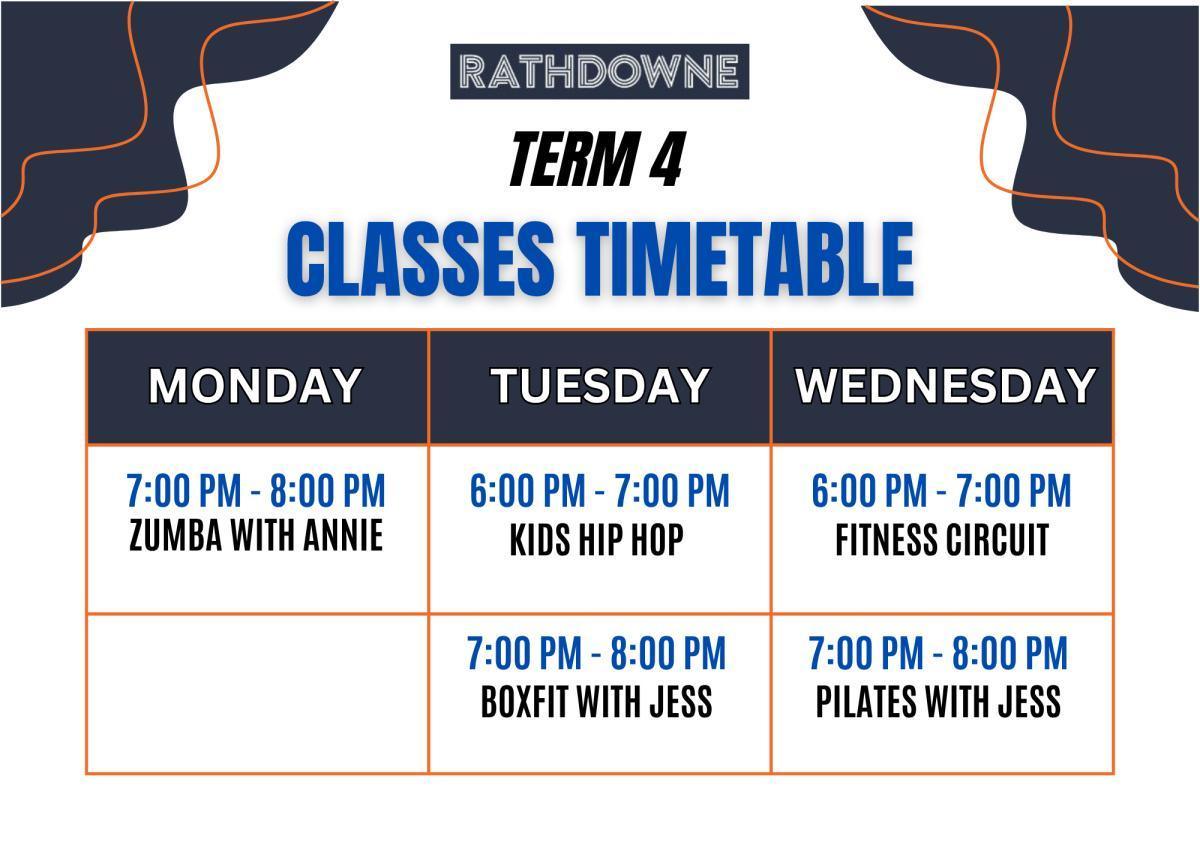 Term 4 Group Fitness Classes Term 4 Group Fitness Classes