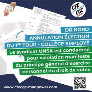 DR NORD : Annulation élection du 1er Tour – Collège Employé