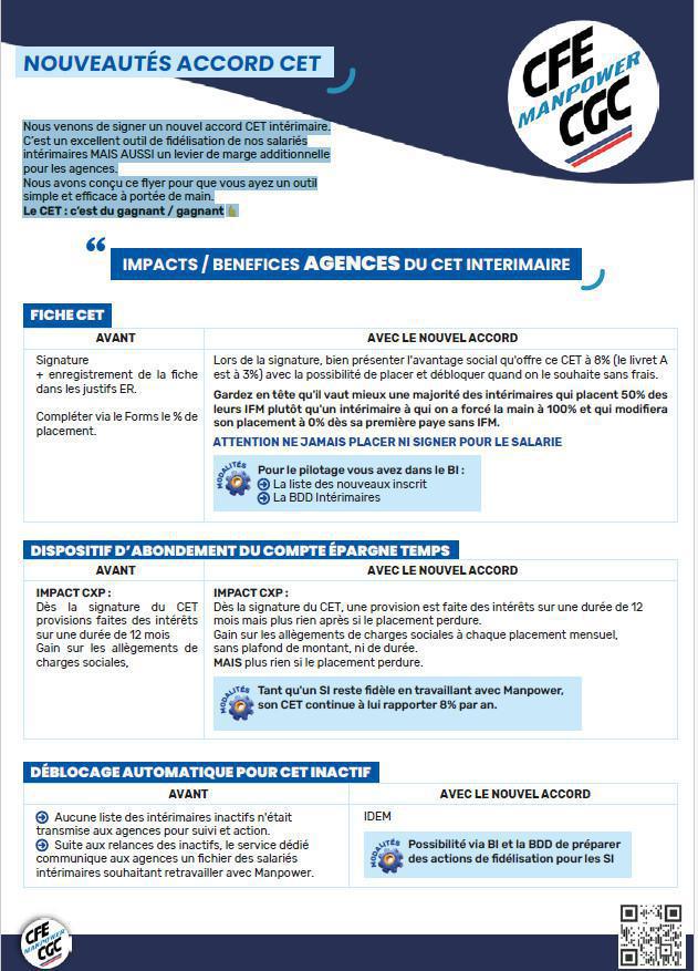 Nouveautés accord CET Nouveautés accord CET