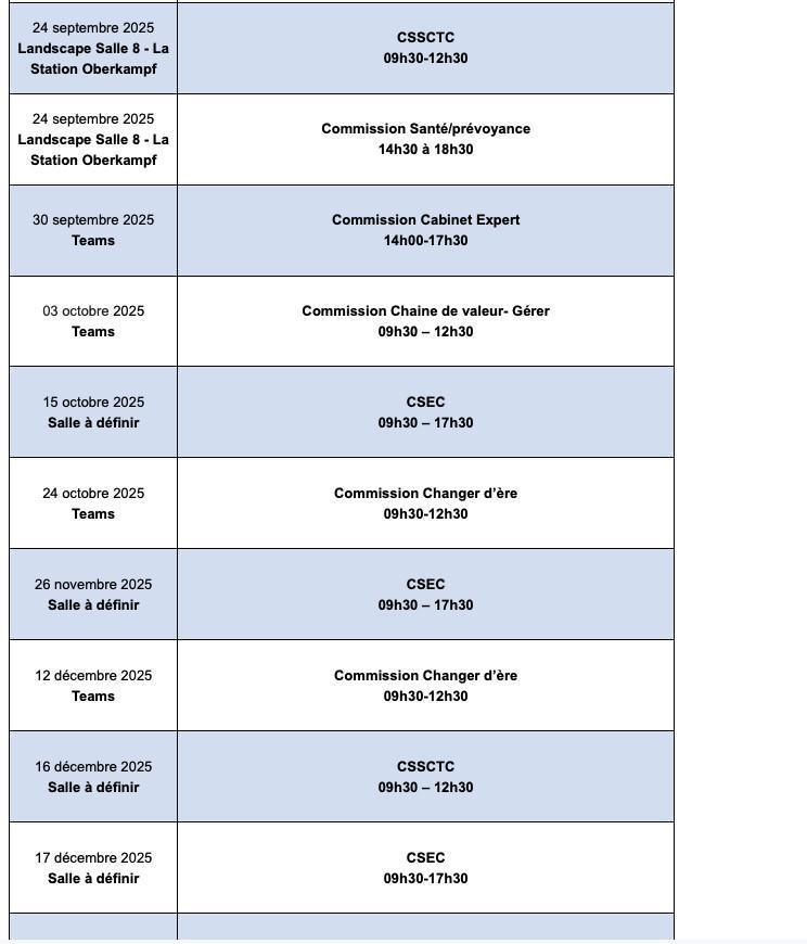 Agenda social : le programme des réunions à venir