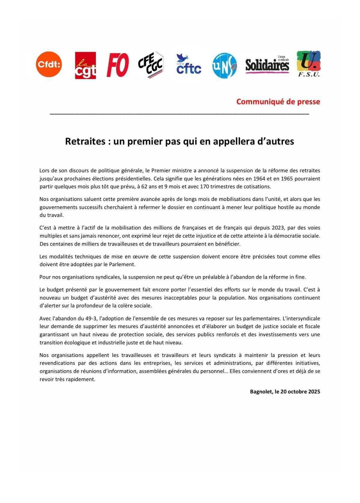 Le gouvernement suspend la réforme des retraites jusqu’à 2027