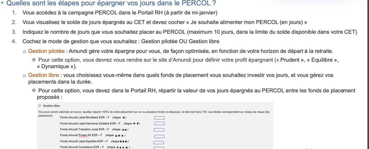 PERCOL : alimentation du 15 janvier au 15 février