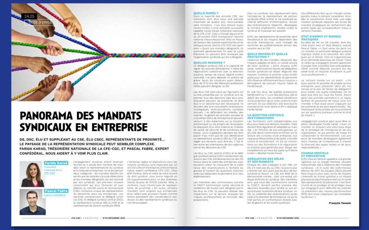 Panorama des mandats syndicaux en entreprise