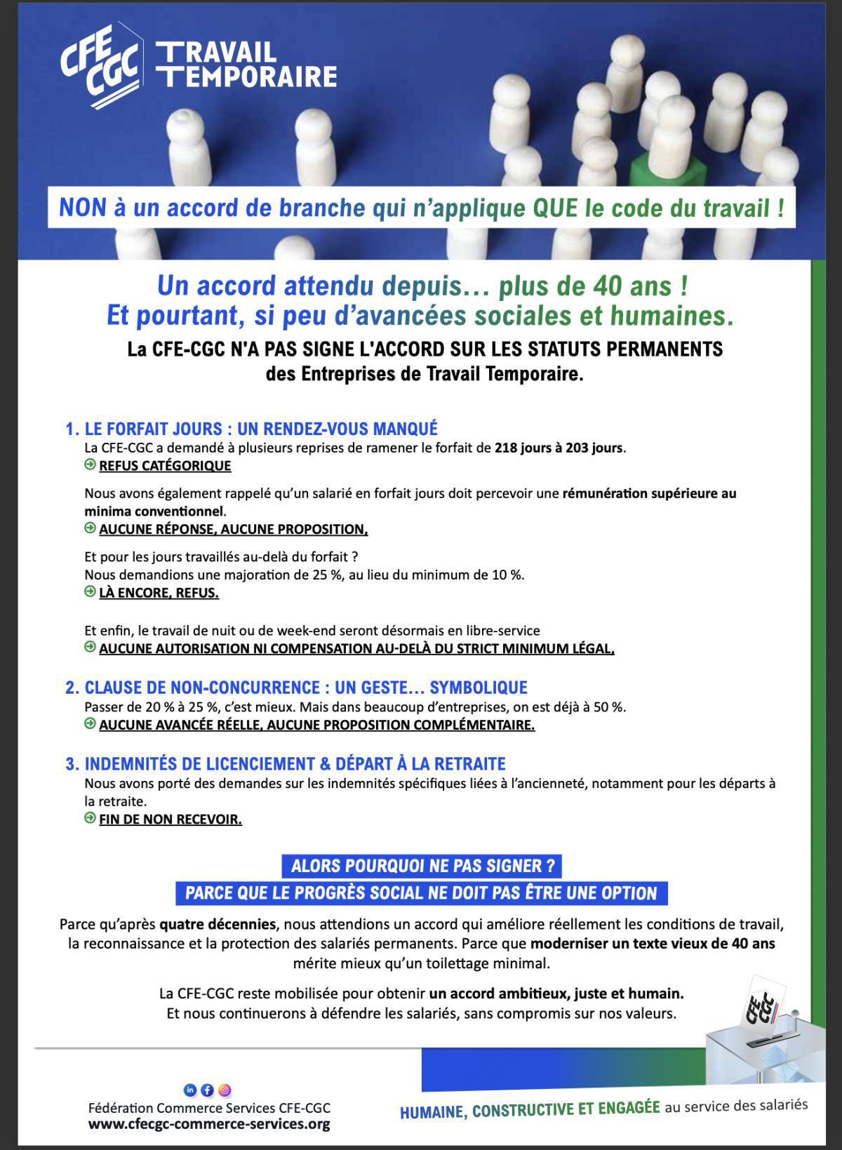 Accord sur le statut des permanents de janvier 2026