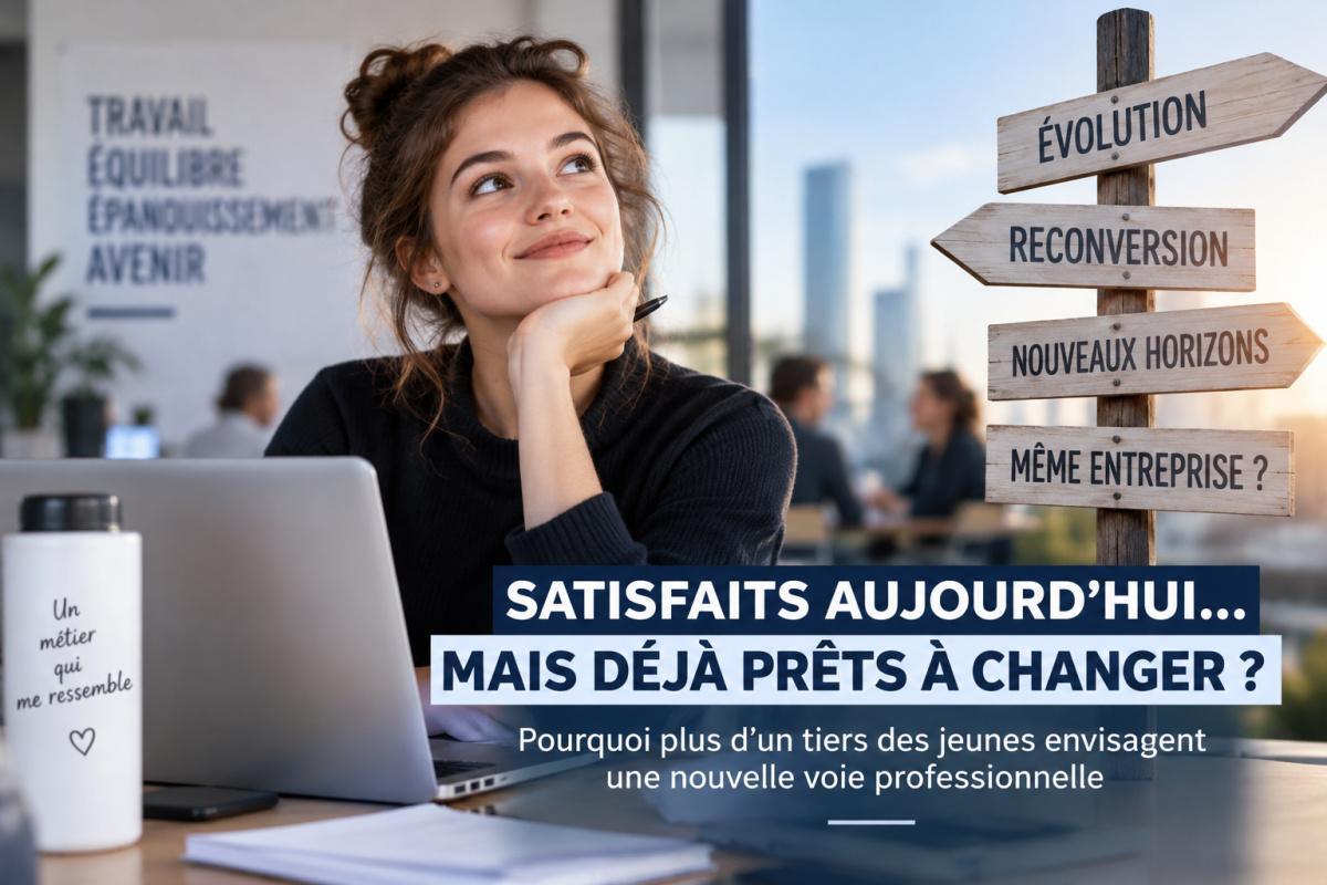 Plus d’un tiers des jeunes souhaitent se réorienter professionnellement, même lorsqu’ils se disent satisfaits de leur travail Plus d’un tiers des jeunes souhaitent se réorienter professionnellement, même lorsqu’ils se disent satisfaits de leur travail