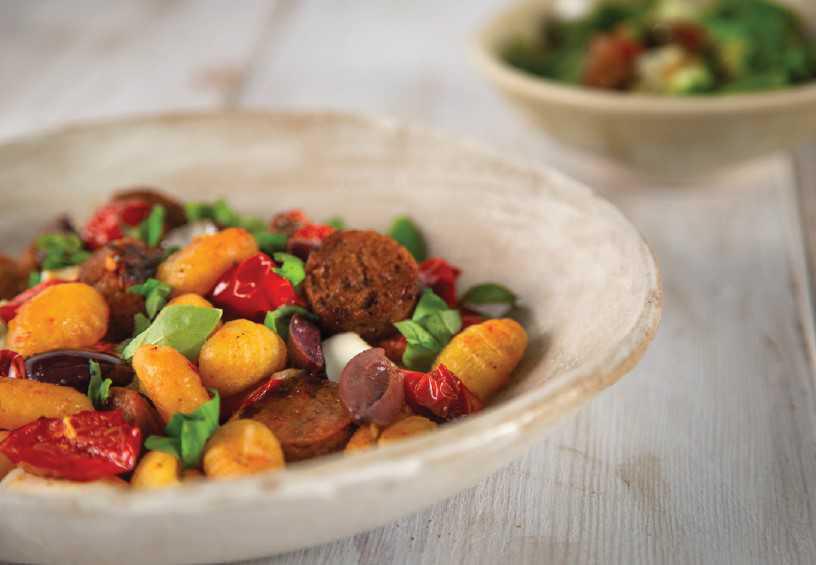 Roasted Gnocchi, Cherry Tomatoes and Veggie Sausages - Operation Transformation 2024 Roasted Gnocchi, Cherry Tomatoes and Veggie Sausages - Operation Transformation 2024
