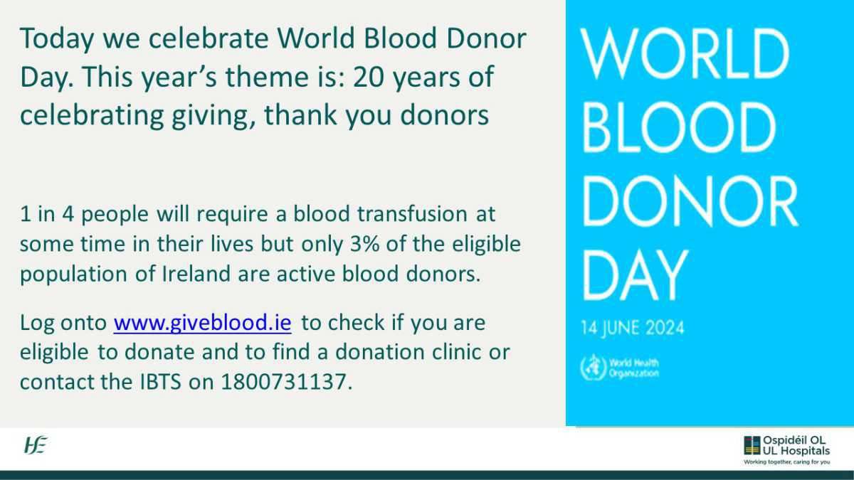 World Blood Donor Day Today June 14th