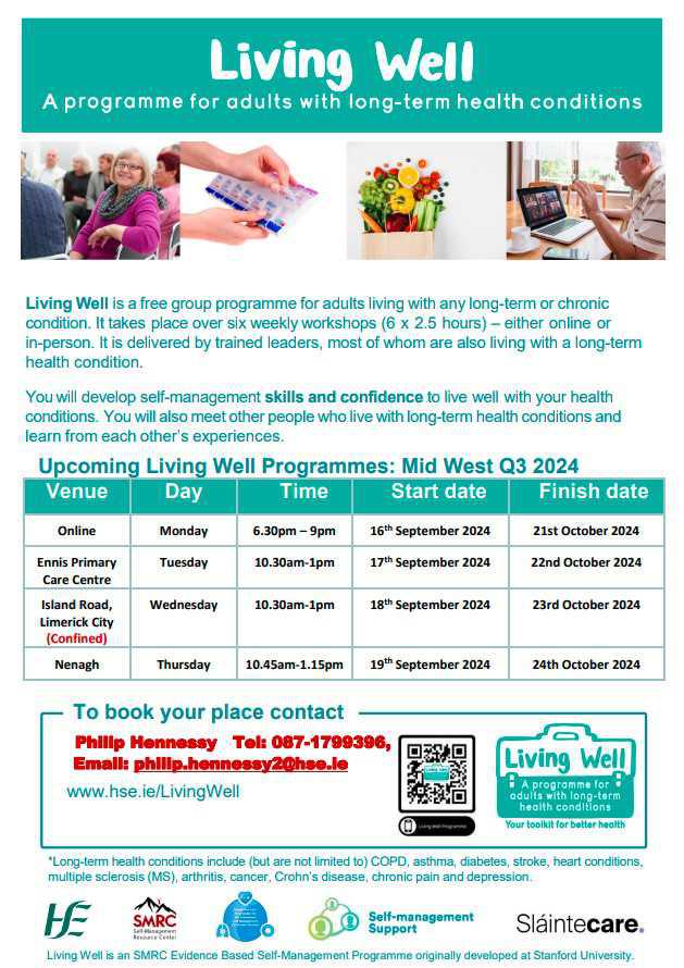 Upcoming Living Well Programmes: Mid West Q3 2024