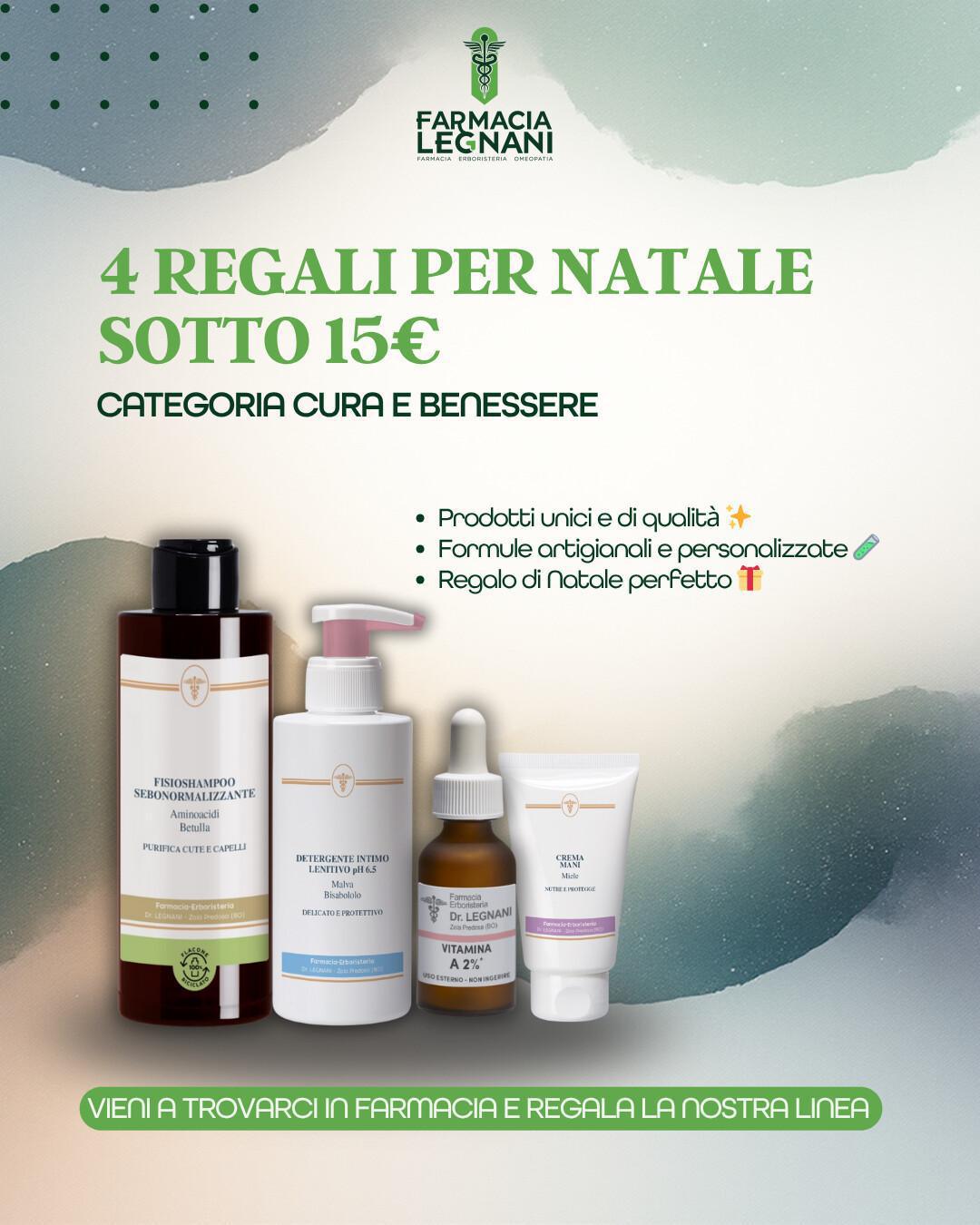 🎁 4 regali sotto i 15€ ? Prova la nostra linea Farmacia Legnani