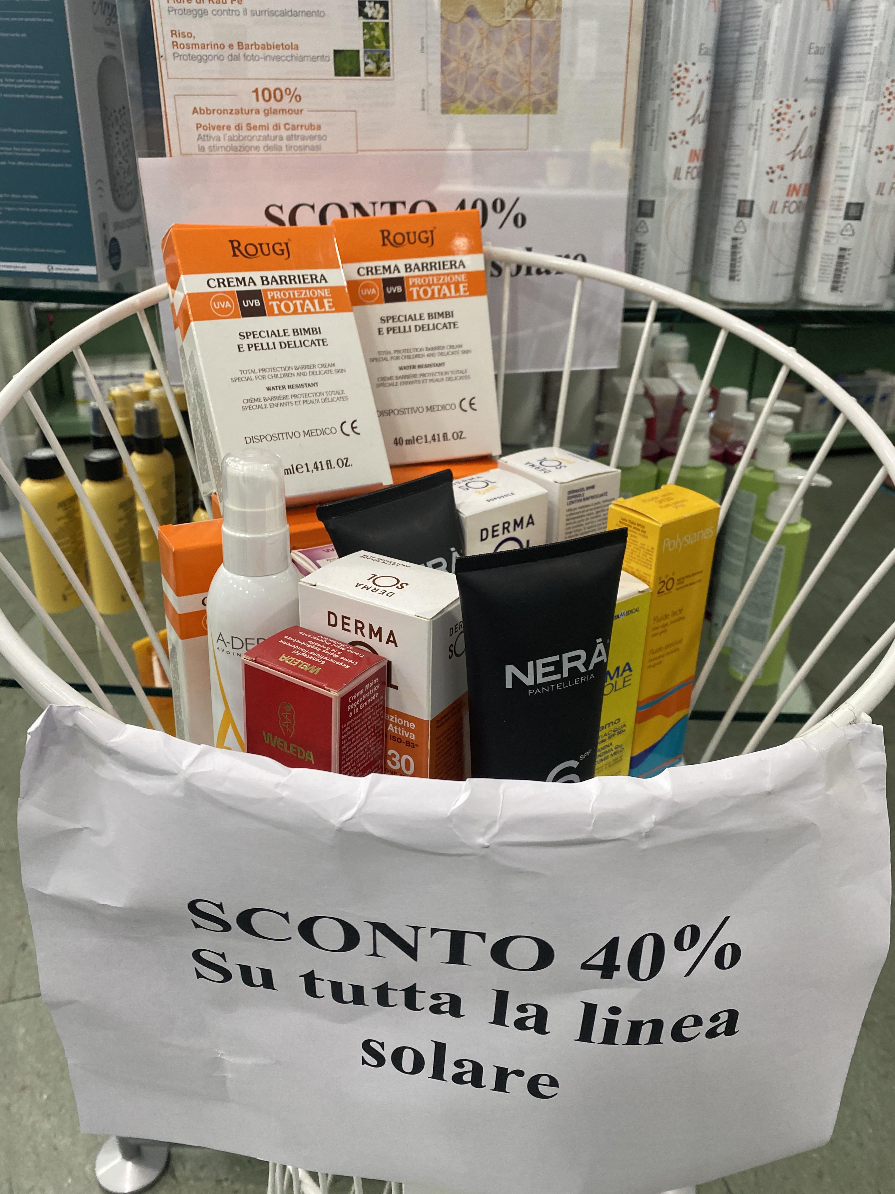 Sconti sui solari 40%.