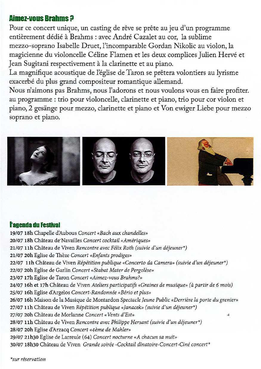 Concert de Musique de Chambre "Aimez-vous Brahms ?" Concert de Musique de Chambre "Aimez-vous Brahms ?"