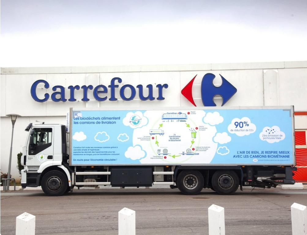 Carrefour vise 1 200 camions au biogaz d'ici fin 2022 Carrefour vise 1 200 camions au biogaz d'ici fin 2022