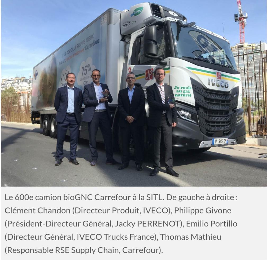 Carrefour vise 1 200 camions au biogaz d'ici fin 2022 Carrefour vise 1 200 camions au biogaz d'ici fin 2022