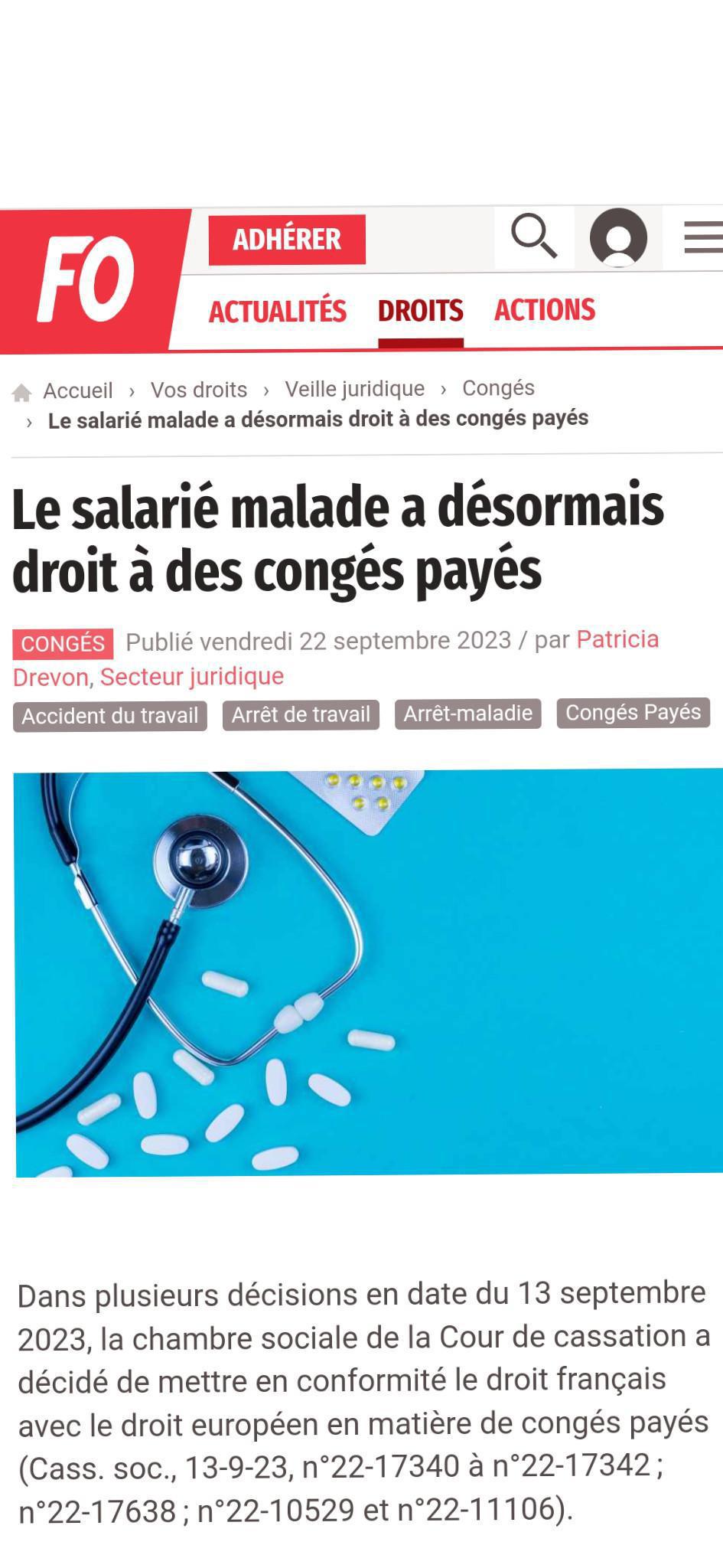 Congés payés suite à une maladie Congés payés suite à une maladie