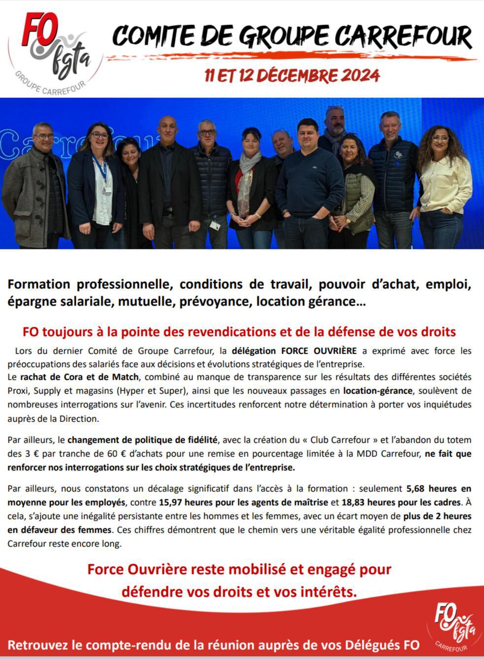 Comité de groupe Carrefour du 11 et 12 décembre 2024