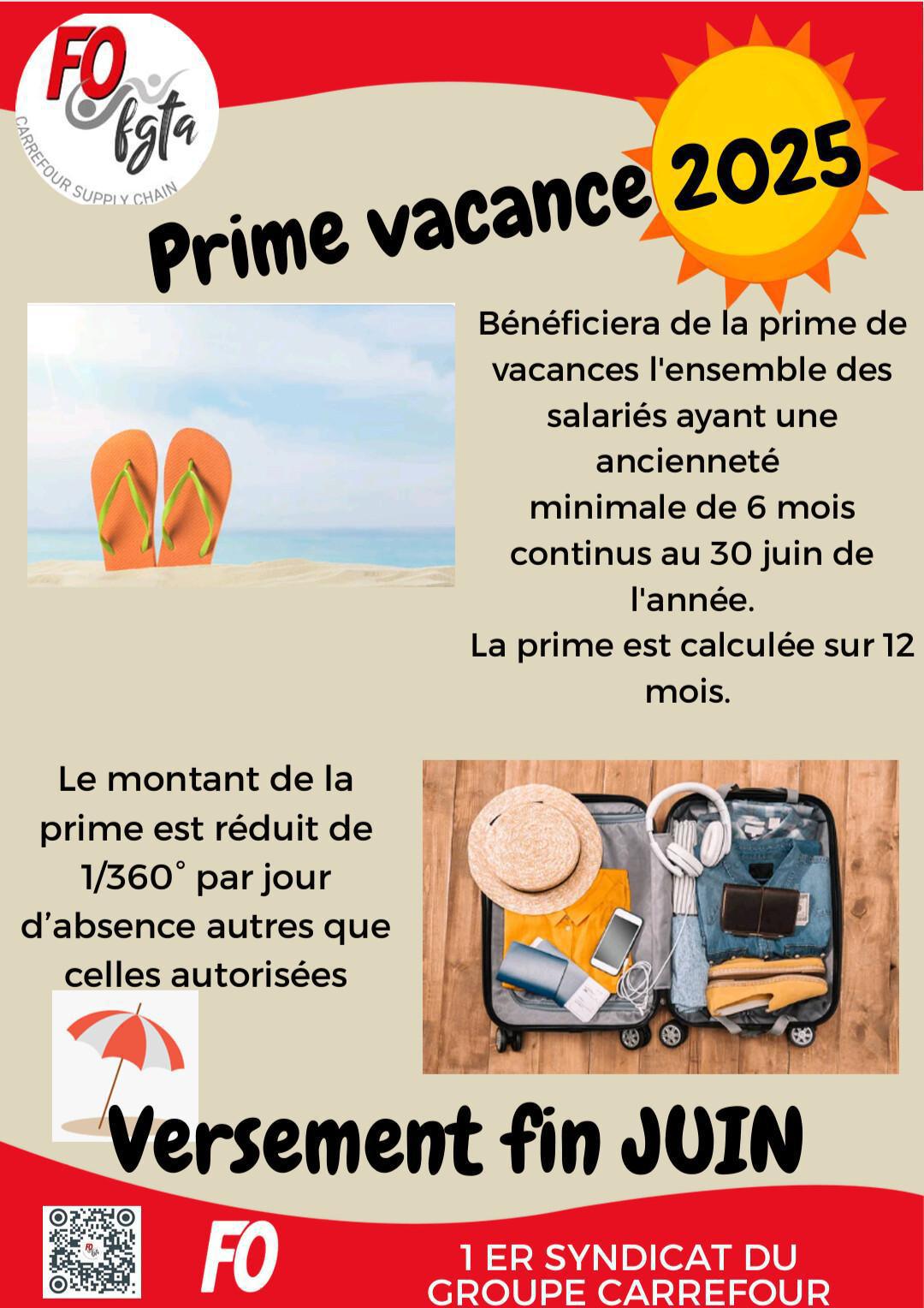 Prime de vacances 2025