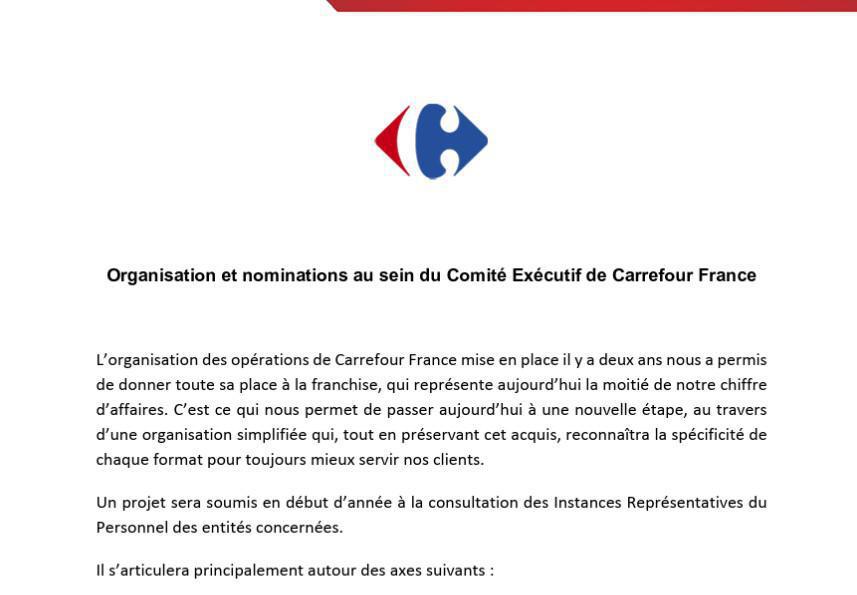 Note d'organisation et nomination COMEX France