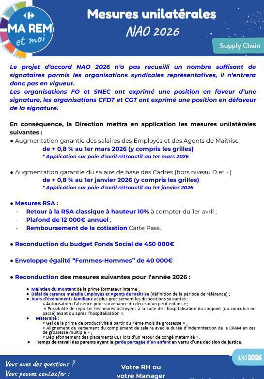 Mesures unilatérales Direction NAO 2026