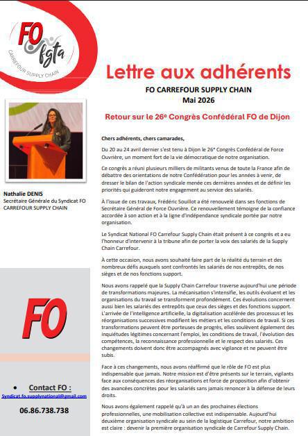 Lettre aux adhérents Mai 2026
