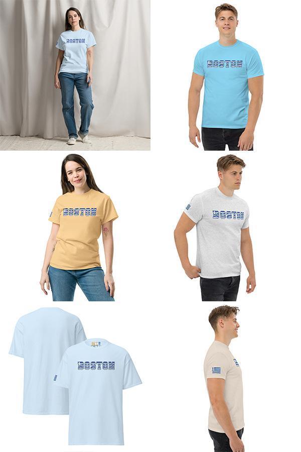 Boston Greek Flag Letters Unisex Classic Tee