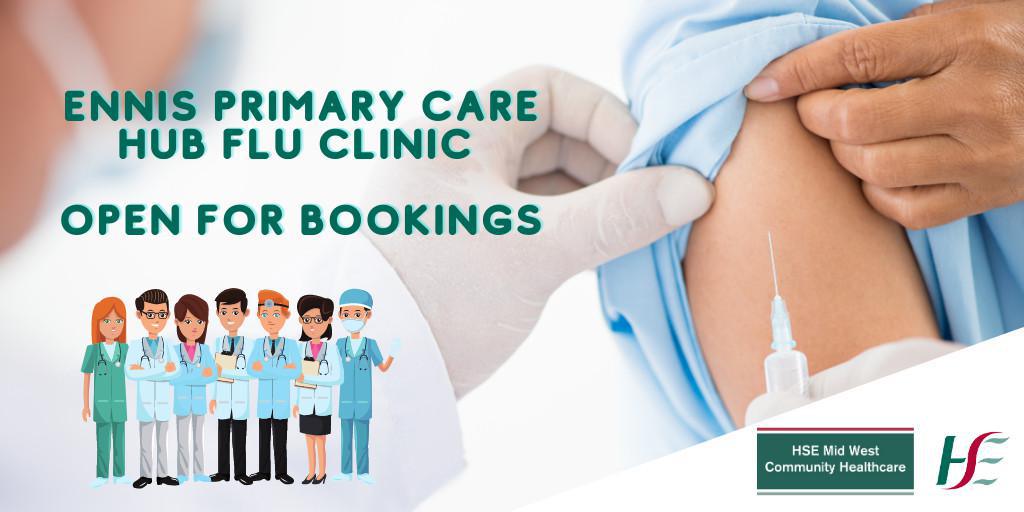 Ennis Primary Care Hub Flu Clinic - Open for Bookings