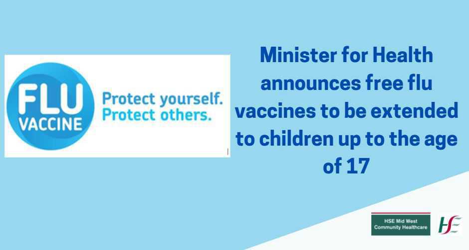 Minister for Health announces free flu vaccines to be extended to children up to the age of 17