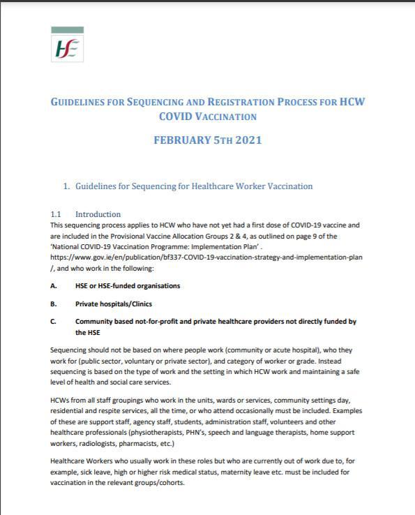 Guidelines for Sequencing & Registration Process for HCW