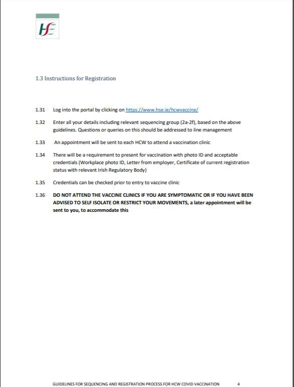 Guidelines for Sequencing & Registration Process for HCW