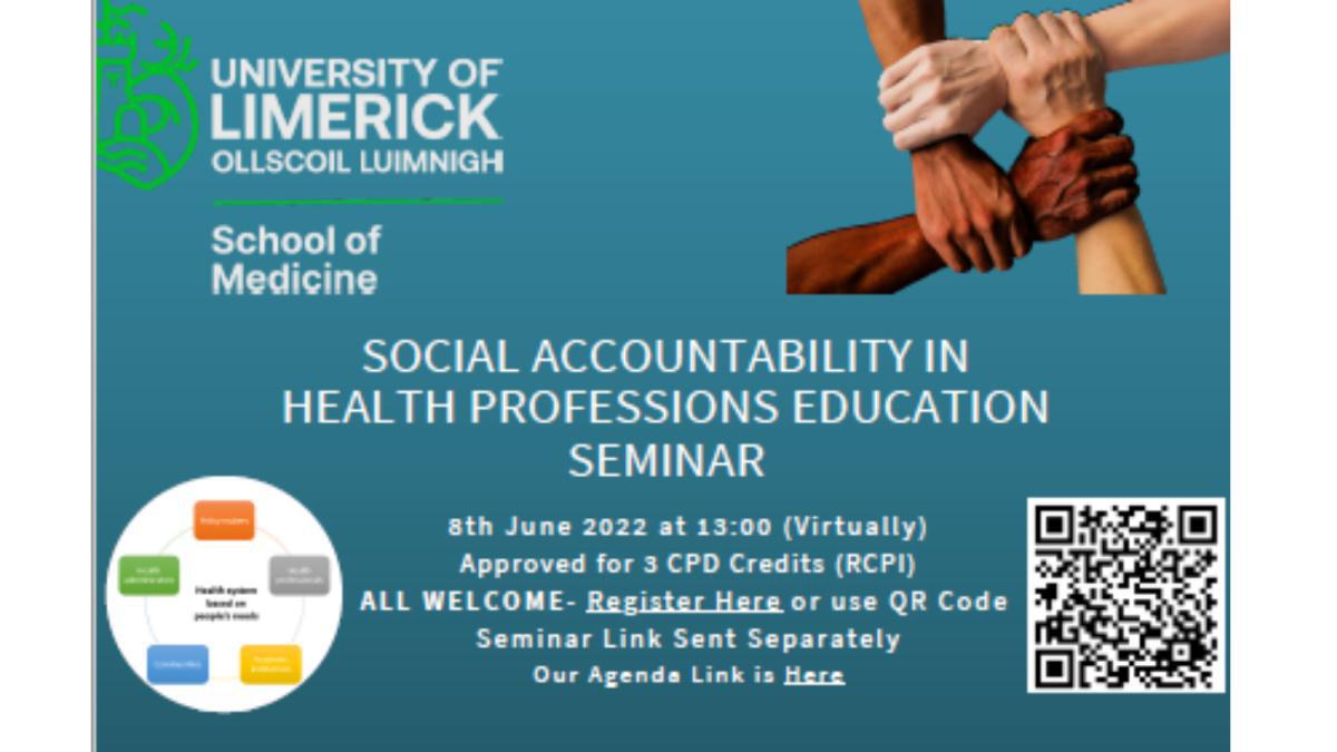 Social Accountability in Health Professions Education, 1pm-3:40pm, Wed 8th June