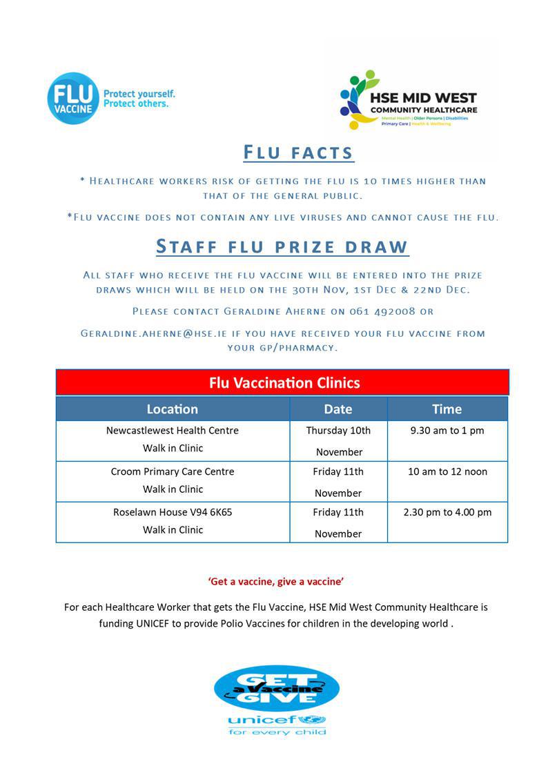 Flu Clinics for 10th & 11th November 