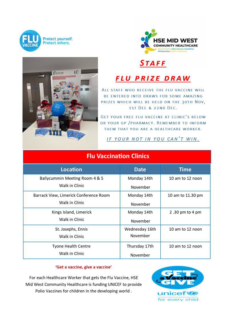 Flu Clinics - week of Monday 14th of November 