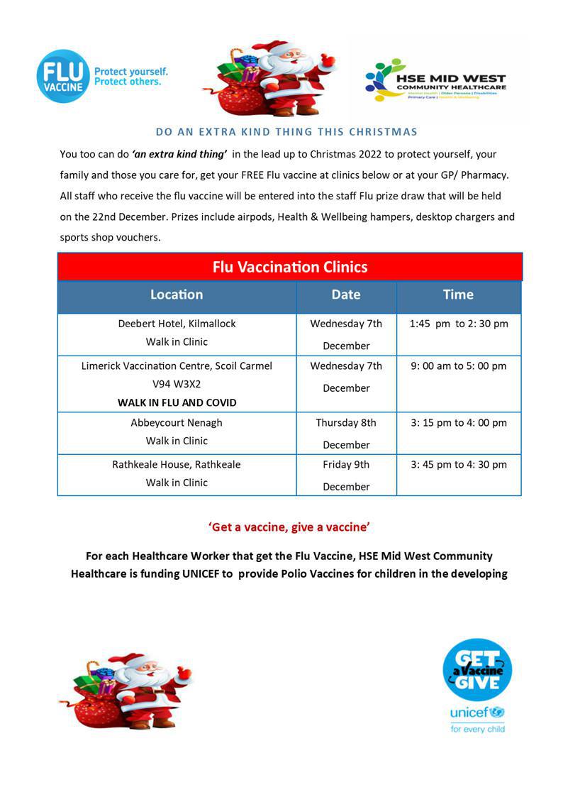 Flu Clinics - Week of Monday 5th of November 