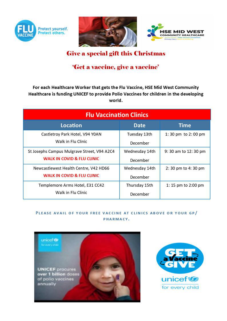 Flu Clinics - Week of Monday 12th of December 