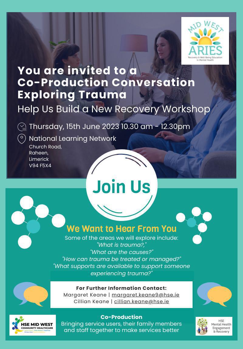 Mid West ARIES Co-Production Conversation Exploring Trauma - National Learning Network - June 2023 Mid West ARIES Co-Production Conversation Exploring Trauma - National Learning Network - June 2023