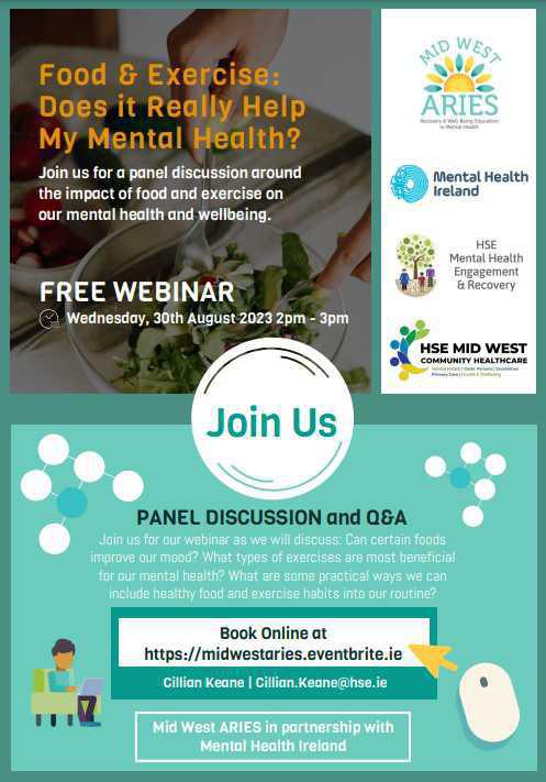 Food and exercise; Does it really help my mental health - Upcoming webinar Food and exercise; Does it really help my mental health - Upcoming webinar
