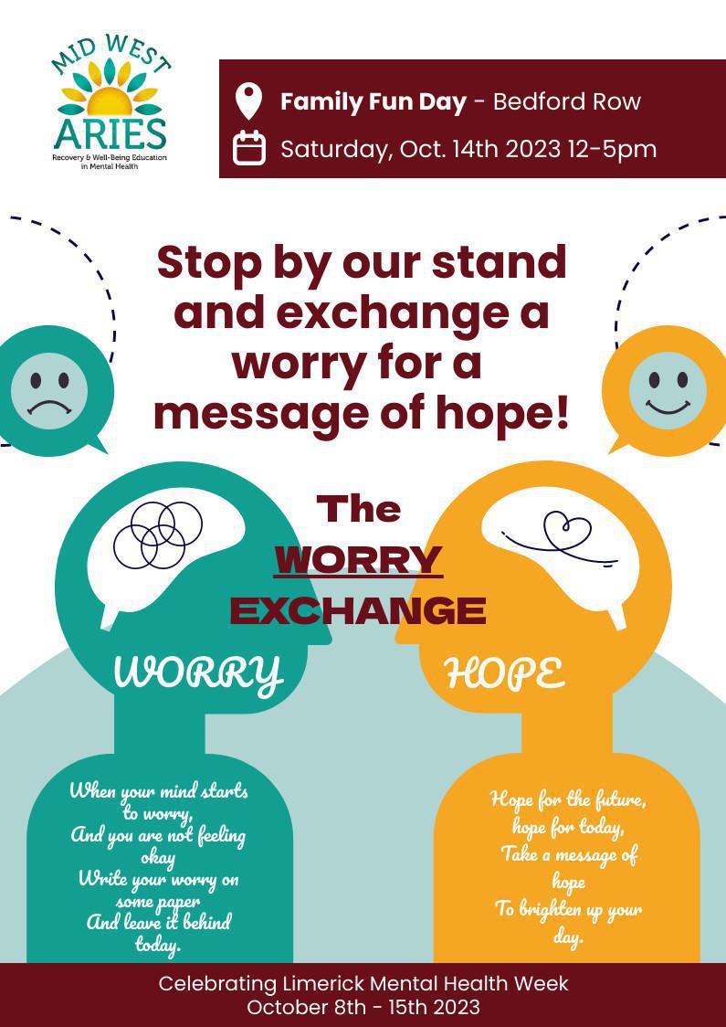 Mid West ARIES - Bedford Row Event - Limerick Mental Health Week - 14th October  Mid West ARIES - Bedford Row Event - Limerick Mental Health Week - 14th October