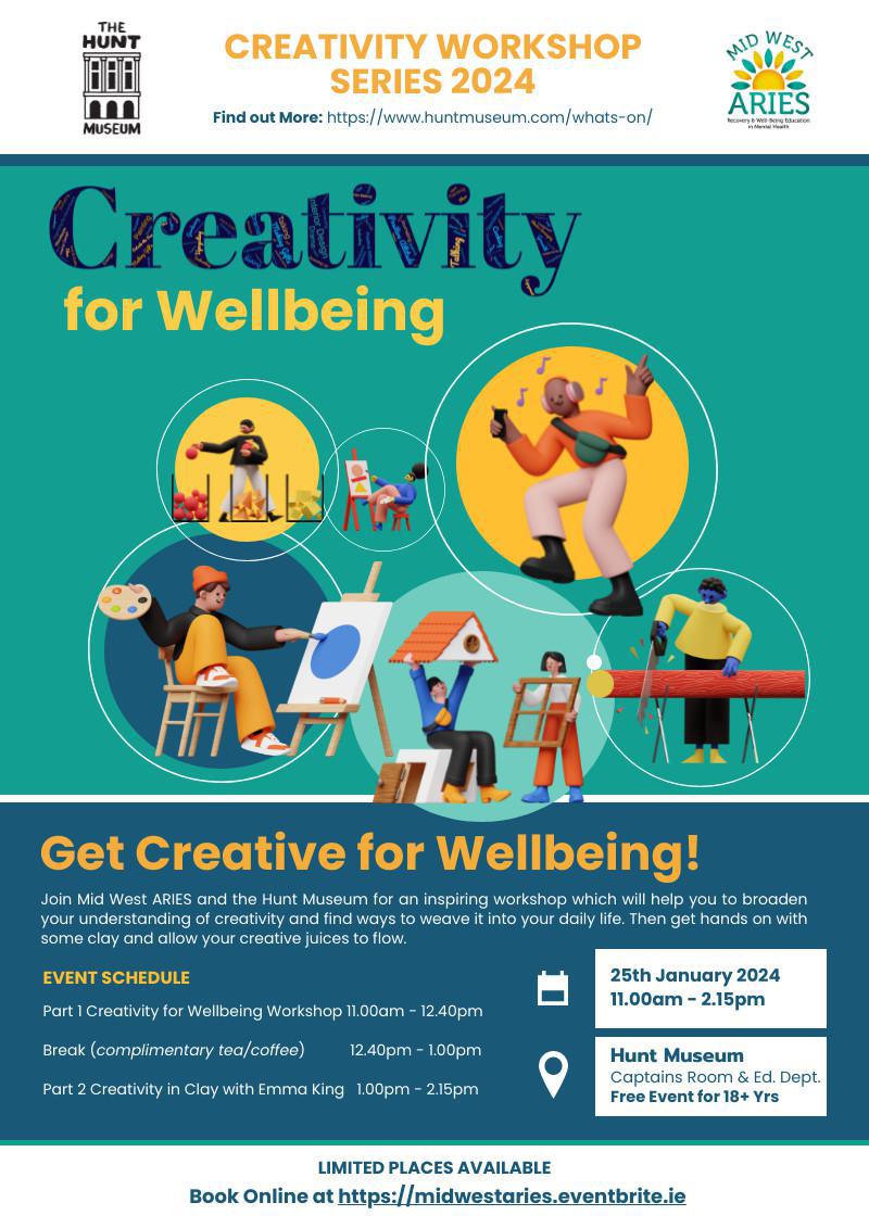 Mid West ARIES Creativity for Wellbeing Workshop in Partnership with the Hunt Museum - 25th January 2024