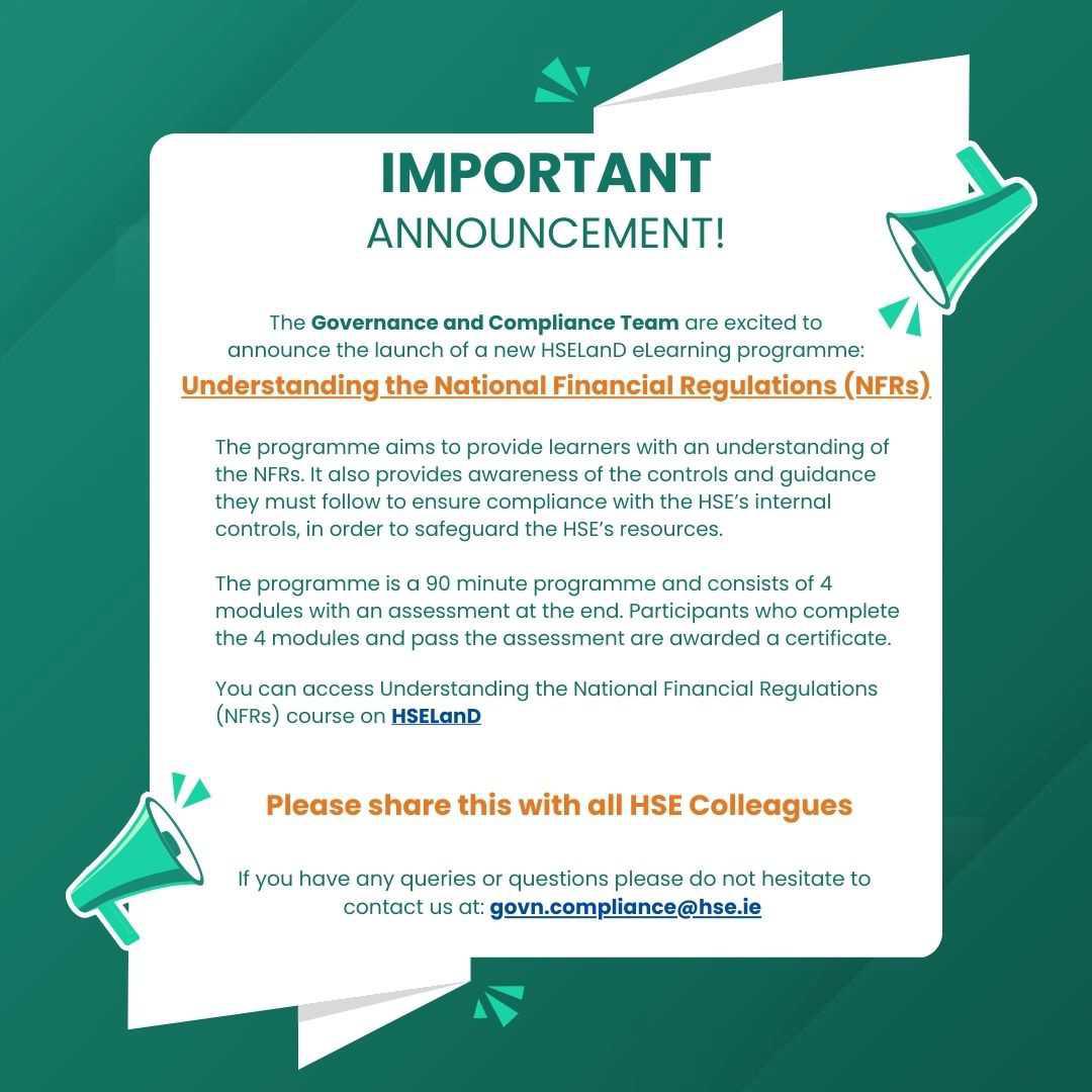 Understanding the National Financial Regulations (NFRs) HSELand eLearning Programme