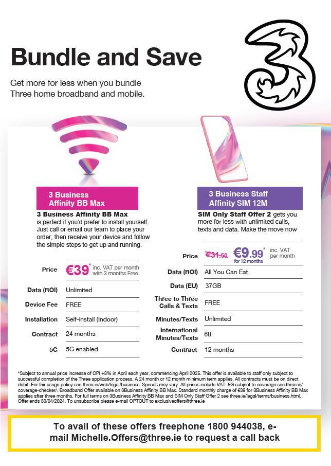 Three Mobile and Broadband offers May 2024