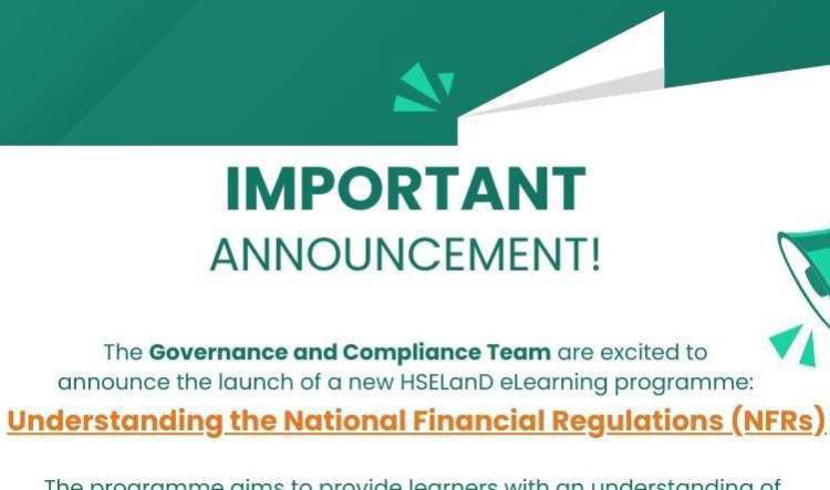 Understanding the National Financial Regulations (NFRs) HSELand eLearning Programme