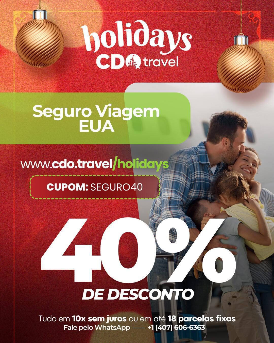 Seguro Viagem (Estados Unidos) - 40% DE DESCONTO