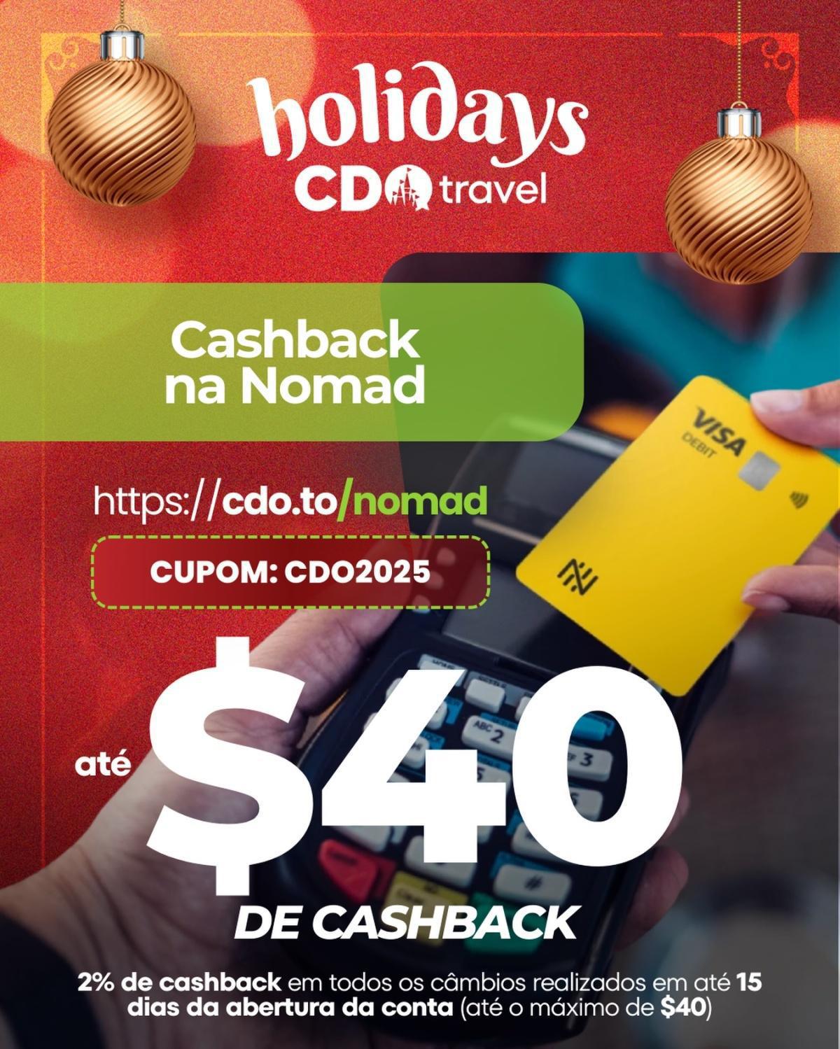 Nomad - ATÉ $40 DE CASHBACK NA ABERTURA DA SUA CONTA