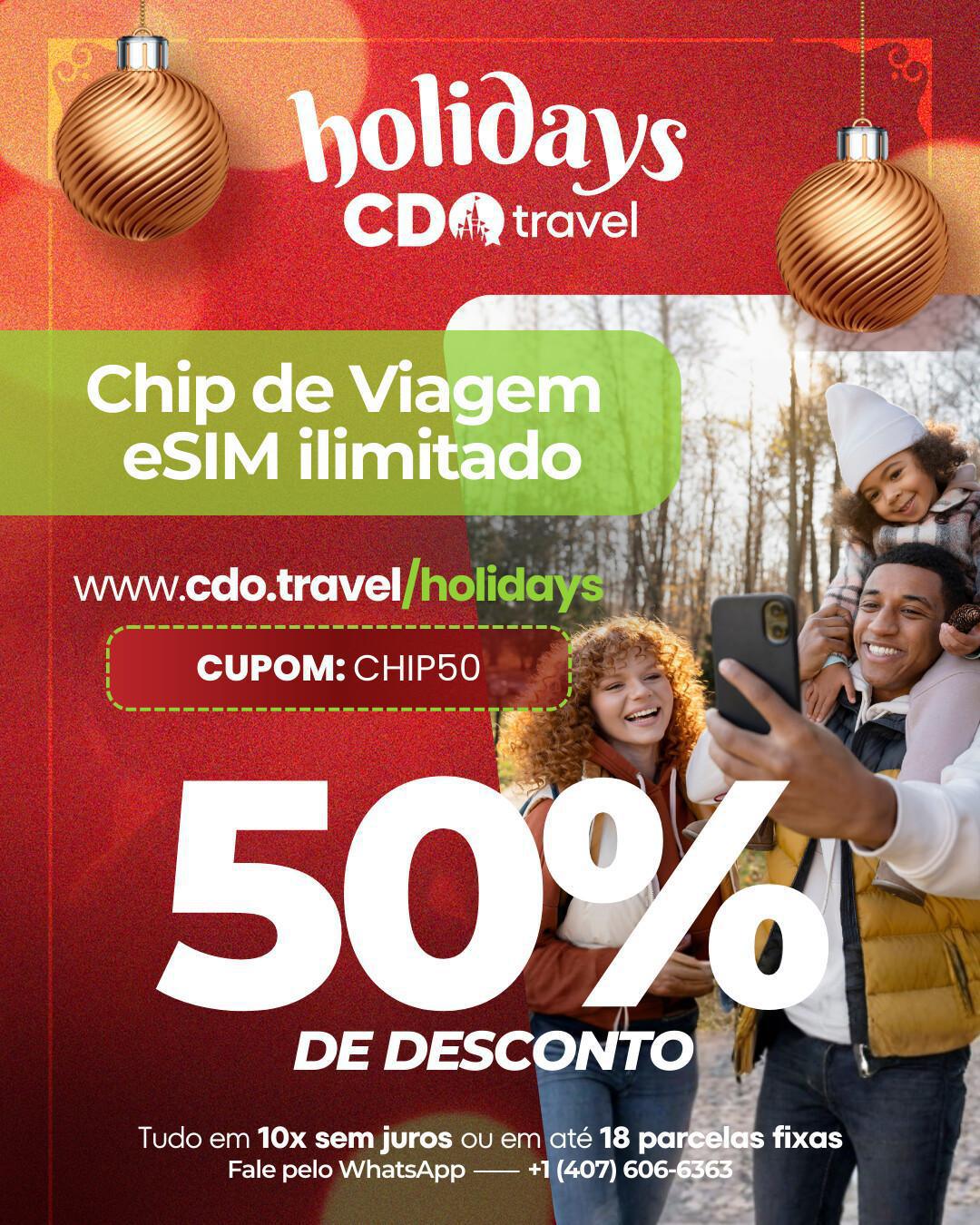 Chip de Viagem (eSIM ilimitado) - 50% DE DESCONTO Chip de Viagem (eSIM ilimitado) - 50% DE DESCONTO