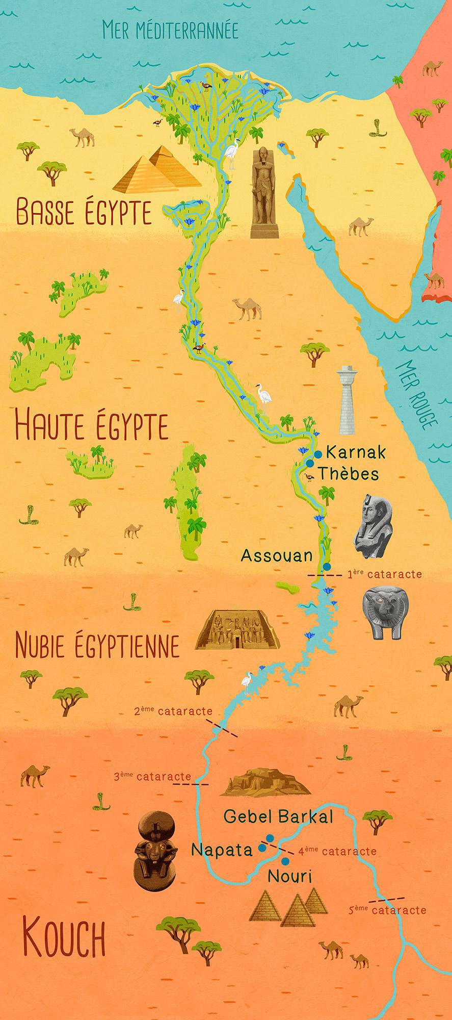 La carte du Soudan et de l'Egypte