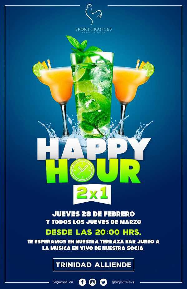 Que volver a la rutina sea entretenido: Ven este jueves a nuestro Happy Hour 2×1